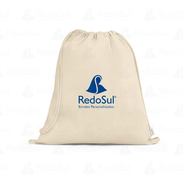 Sacola tipo mochila personalizado em algodão reciclado 180 gramas Sacola tipo mochila personalizado em algodão reciclado 180 gramas